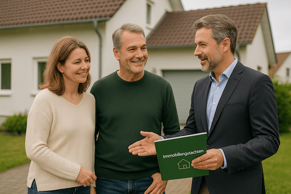 Energieeffizienz-Experte erläutert Paar den Energieberatungsbericht