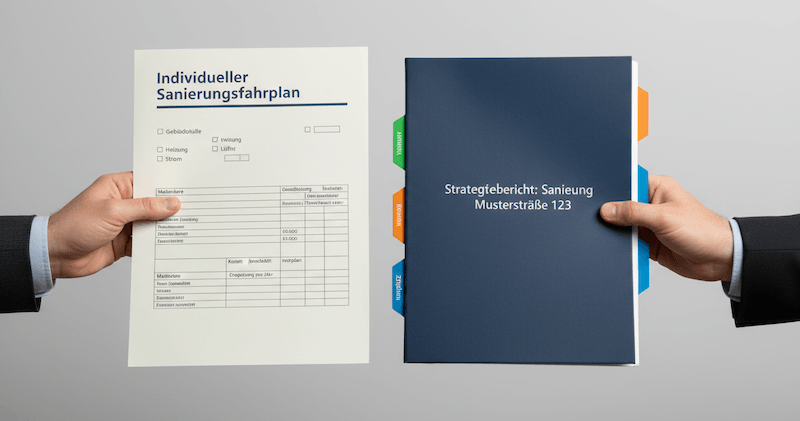 ISFP vs Energieberatungsbericht_800 Gegenüberstellung eines Individuellen Sanierungsfahrplans und einem Energieberatungsbericht